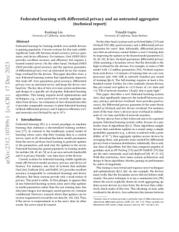 Federated learning with differential privacy and an untrusted aggregator