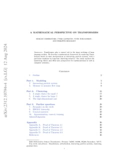A mathematical perspective on Transformers