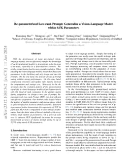 Re-parameterized Low-rank Prompt: Generalize a Vision-Language Model
  within 0.5K Parameters