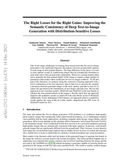 The Right Losses for the Right Gains: Improving the Semantic Consistency
  of Deep Text-to-Image Generation with Distribution-Sensitive Losses