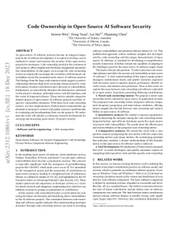 Code Ownership in Open-Source AI Software Security