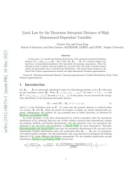 Limit Law for the Maximum Interpoint Distance of High Dimensional
  Dependent Variables