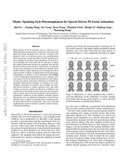 Mimic: Speaking Style Disentanglement for Speech-Driven 3D Facial
  Animation