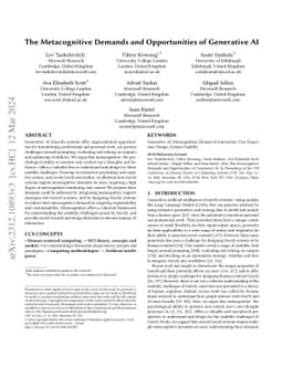 The Metacognitive Demands and Opportunities of Generative AI