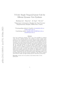 T-Code: Simple Temporal Latent Code for Efficient Dynamic View Synthesis