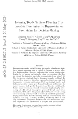 Learning Top-k Subtask Planning Tree based on Discriminative
  Representation Pre-training for Decision Making