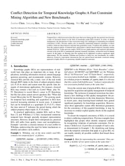 Conflict Detection for Temporal Knowledge Graphs:A Fast Constraint
  Mining Algorithm and New Benchmarks