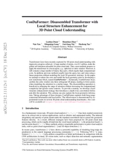 ConDaFormer: Disassembled Transformer with Local Structure Enhancement
  for 3D Point Cloud Understanding