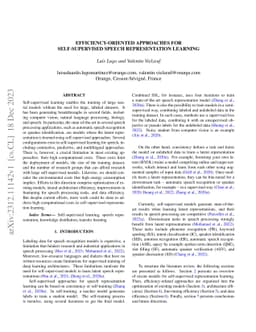 Efficiency-oriented approaches for self-supervised speech representation
  learning