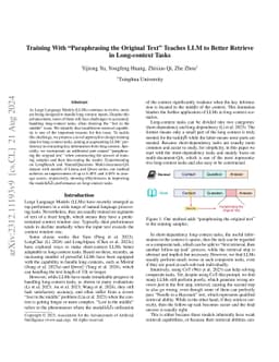 Training With "Paraphrasing the Original Text'' Improves Long-Context
  Performance