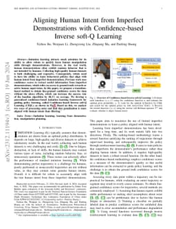 Aligning Human Intent from Imperfect Demonstrations with
  Confidence-based Inverse soft-Q Learning