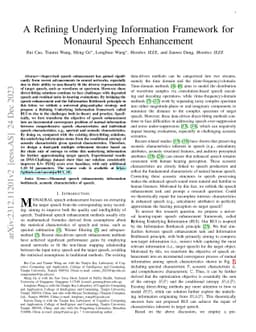 A Refining Underlying Information Framework for Monaural Speech
  Enhancement