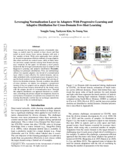 Leveraging Normalization Layer in Adapters With Progressive Learning and
  Adaptive Distillation for Cross-Domain Few-Shot Learning