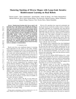 Mastering Stacking of Diverse Shapes with Large-Scale Iterative
  Reinforcement Learning on Real Robots