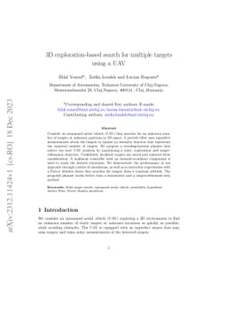 3D exploration-based search for multiple targets using a UAV