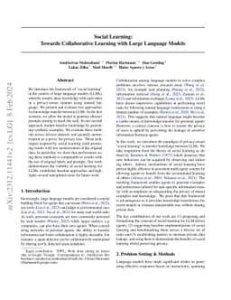 Social Learning: Towards Collaborative Learning with Large Language
  Models