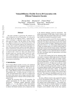 VolumeDiffusion: Flexible Text-to-3D Generation with Efficient
  Volumetric Encoder