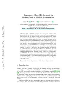 Appearance-based Refinement for Object-Centric Motion Segmentation