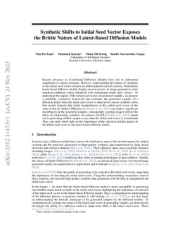 Synthetic Shifts to Initial Seed Vector Exposes the Brittle Nature of
  Latent-Based Diffusion Models