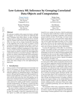 Low-Latency ML Inference by Grouping Correlated Data Objects and
  Computation