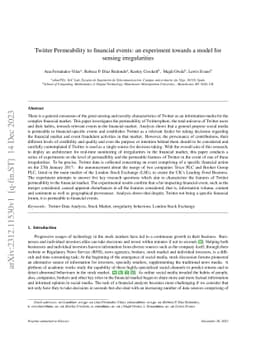 Twitter Permeability to financial events: an experiment towards a model
  for sensing irregularities