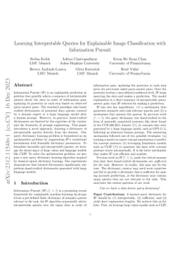 Learning Interpretable Queries for Explainable Image Classification with
  Information Pursuit