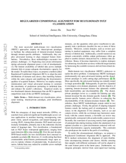 Regularized Conditional Alignment for Multi-Domain Text Classification
