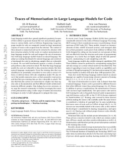 Traces of Memorisation in Large Language Models for Code