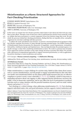 Misinformation as a harm: structured approaches for fact-checking
  prioritization