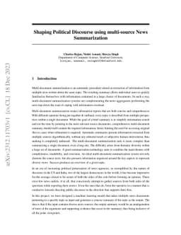 Shaping Political Discourse using multi-source News Summarization