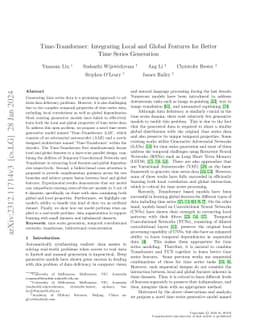 Time-Transformer: Integrating Local and Global Features for Better Time
  Series Generation