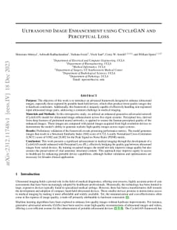 Ultrasound Image Enhancement using CycleGAN and Perceptual Loss