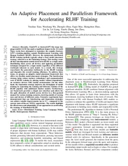 An Adaptive Placement and Parallelism Framework for Accelerating RLHF
  Training