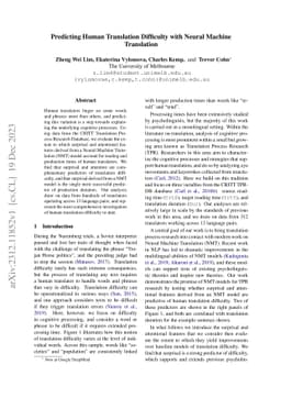 Predicting Human Translation Difficulty with Neural Machine Translation