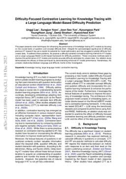 Difficulty-Focused Contrastive Learning for Knowledge Tracing with a
  Large Language Model-Based Difficulty Prediction