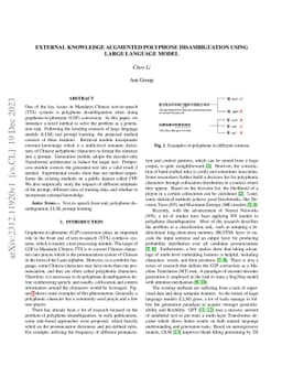 External Knowledge Augmented Polyphone Disambiguation Using Large
  Language Model