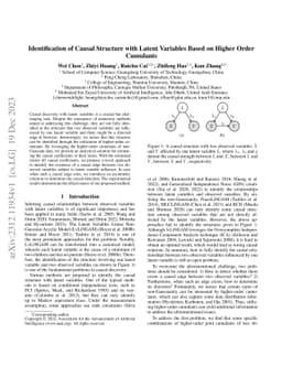 Identification of Causal Structure with Latent Variables Based on Higher
  Order Cumulants