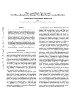When Model Meets New Normals: Test-time Adaptation for Unsupervised
  Time-series Anomaly Detection