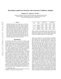 Knowledge Graph Error Detection with Contrastive Confidence Adaption