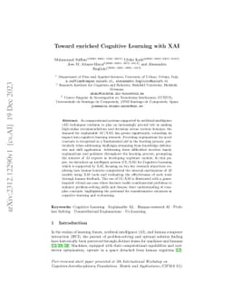 Toward enriched Cognitive Learning with XAI