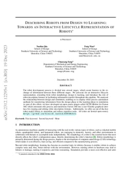 Describing Robots from Design to Learning: Towards an Interactive
  Lifecycle Representation of Robots