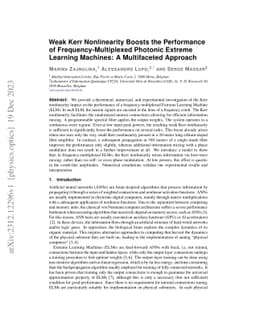 Weak Kerr Nonlinearity Boosts the Performance of Frequency-Multiplexed
  Photonic Extreme Learning Machines: A Multifaceted Approach