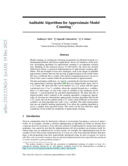 Auditable Algorithms for Approximate Model Counting