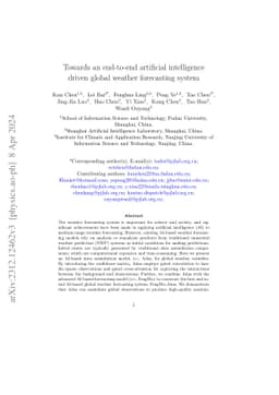 Towards an end-to-end artificial intelligence driven global weather
  forecasting system