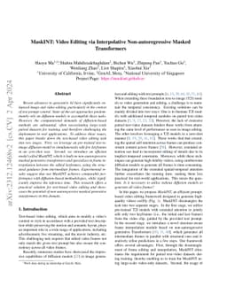 MaskINT: Video Editing via Interpolative Non-autoregressive Masked
  Transformers