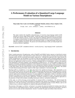 A Performance Evaluation of a Quantized Large Language Model on Various
  Smartphones
