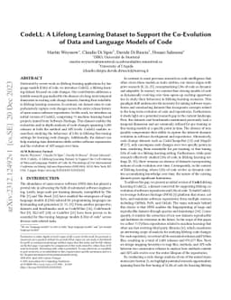 CodeLL: A Lifelong Learning Dataset to Support the Co-Evolution of Data
  and Language Models of Code