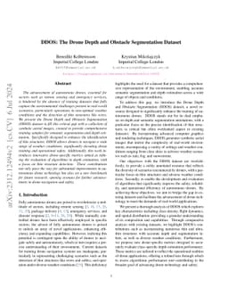 DDOS: The Drone Depth and Obstacle Segmentation Dataset