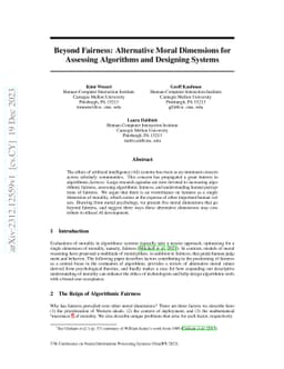 Beyond Fairness: Alternative Moral Dimensions for Assessing Algorithms
  and Designing Systems