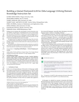 Building a Llama2-finetuned LLM for Odia Language Utilizing Domain
  Knowledge Instruction Set
